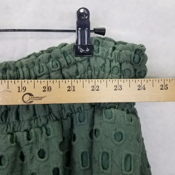 Anthropologie The Somerset Maxi Skirt M/L Eyelet Edition Moss Green Lined Tiered