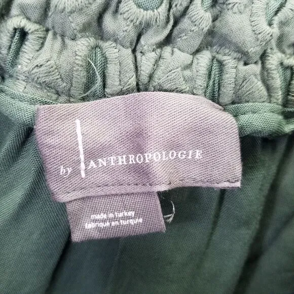Anthropologie The Somerset Maxi Skirt M/L Eyelet Edition Moss Green Lined Tiered