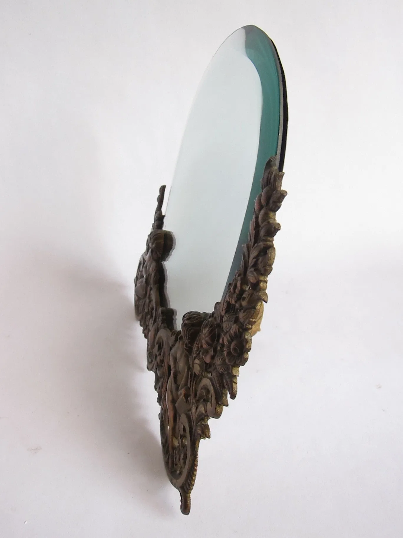 Antique Brass Cherub Vanity Mirror