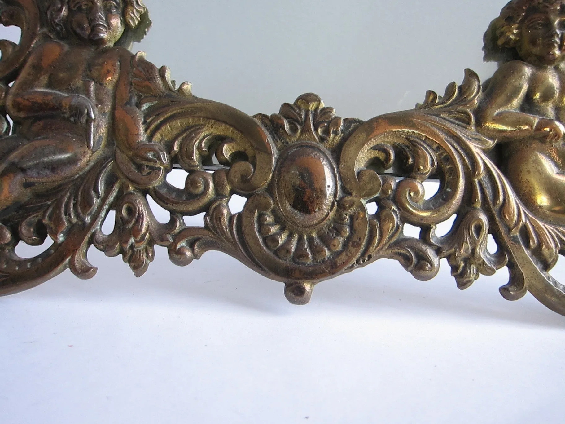 Antique Brass Cherub Vanity Mirror
