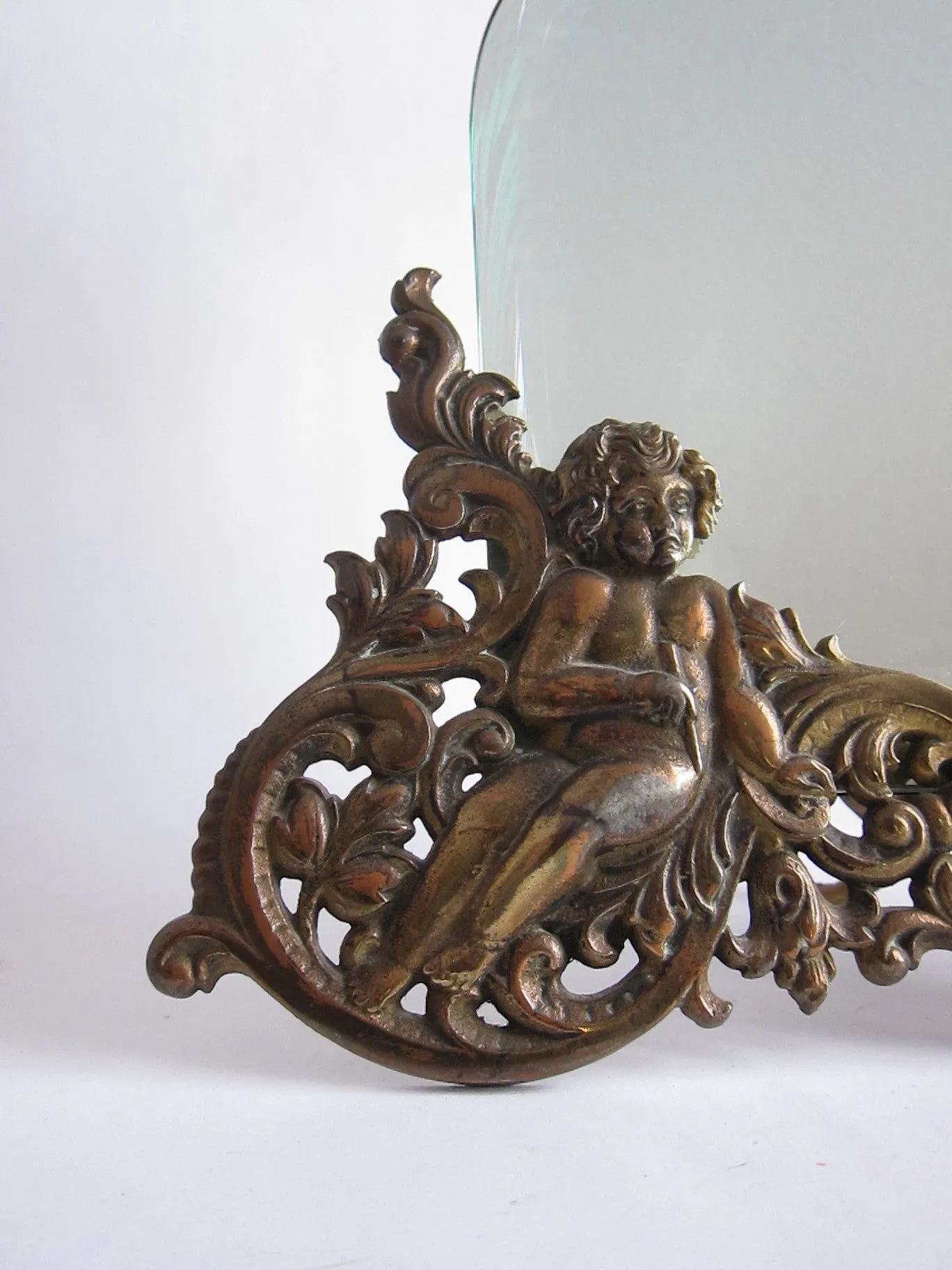 Antique Brass Cherub Vanity Mirror