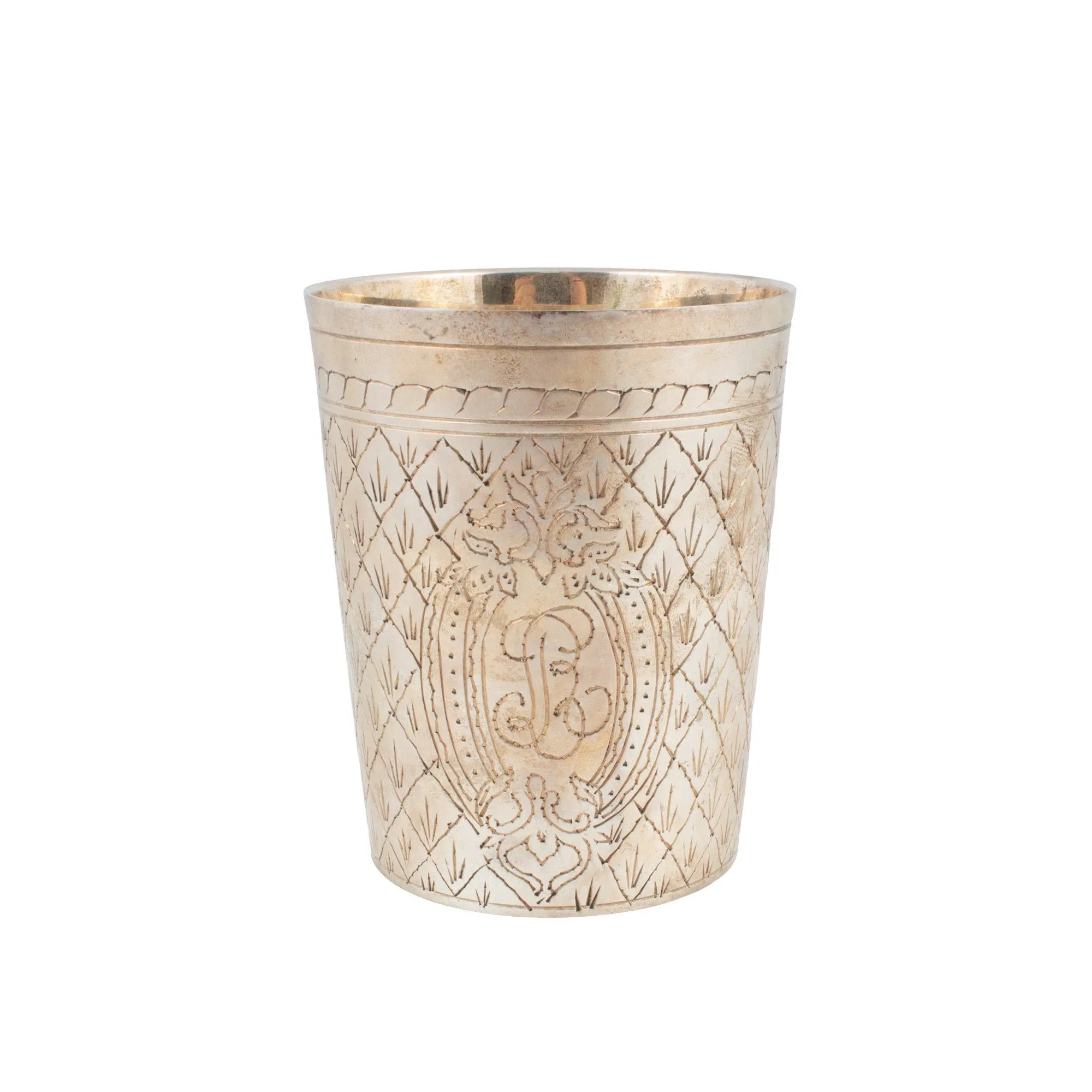 Antique French Engraved Silver Cup