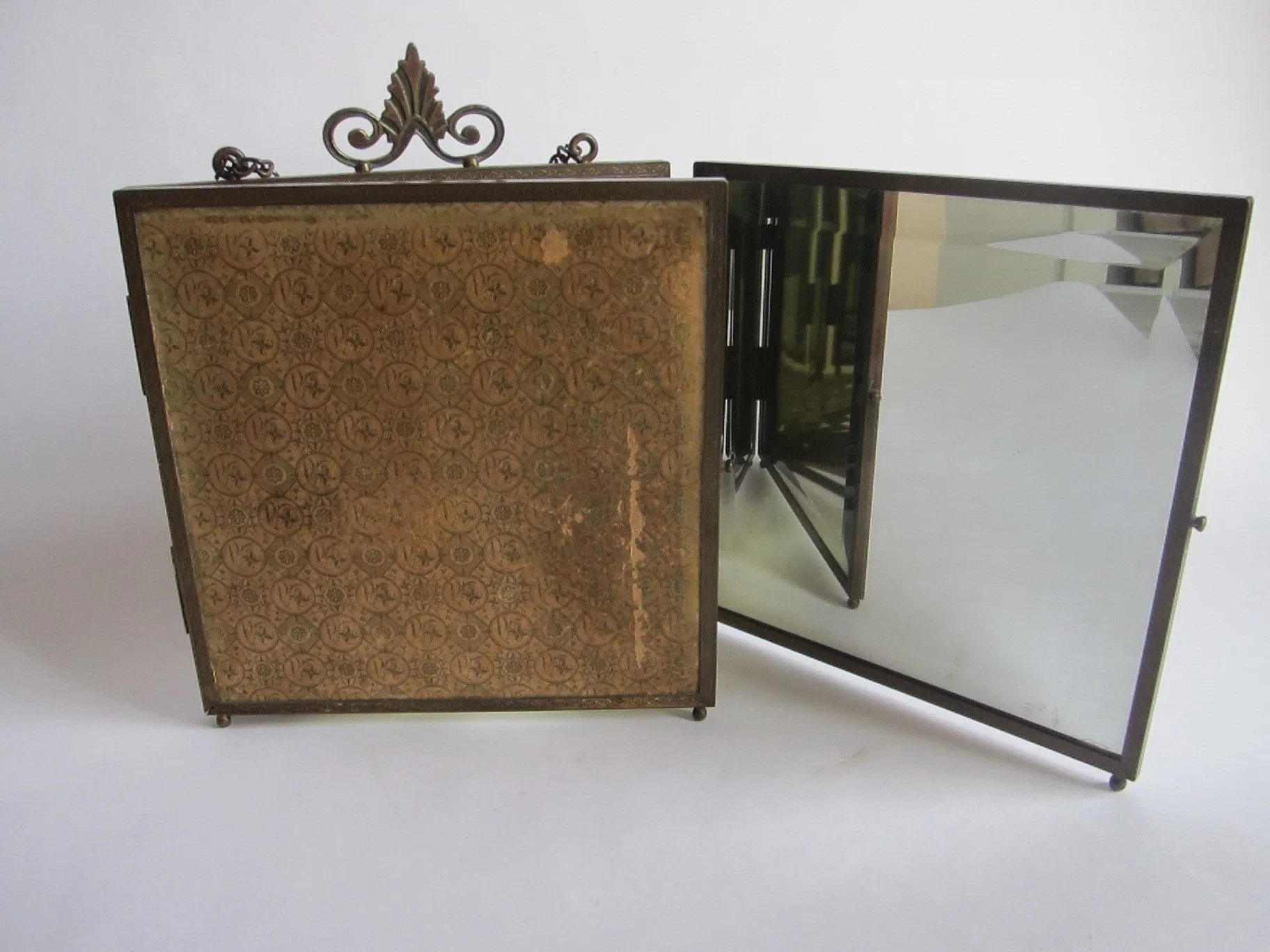 Antique Tri Fold 1907 Charles Allan Gilbert Painting Mirror