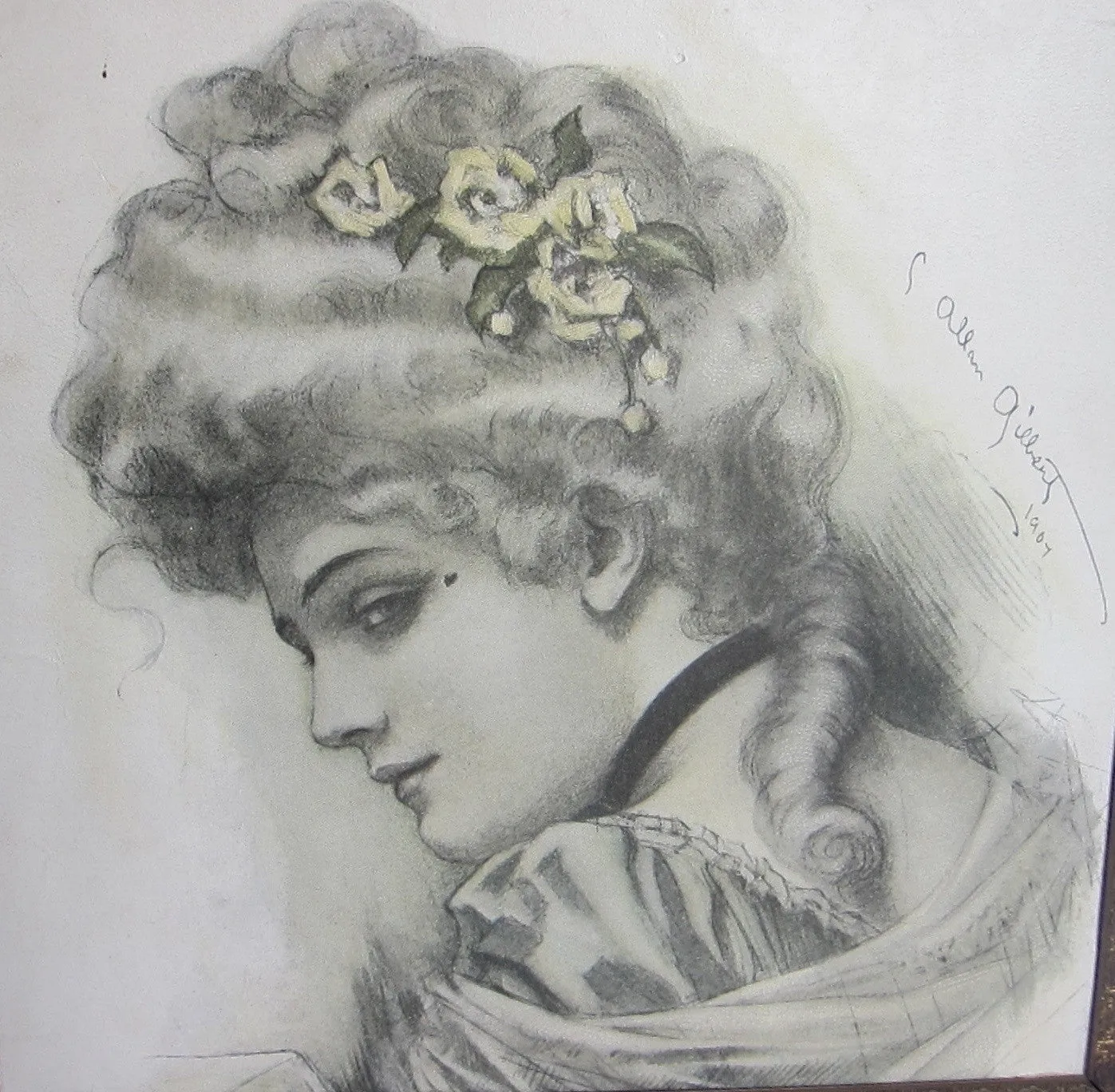 Antique Tri Fold 1907 Charles Allan Gilbert Painting Mirror