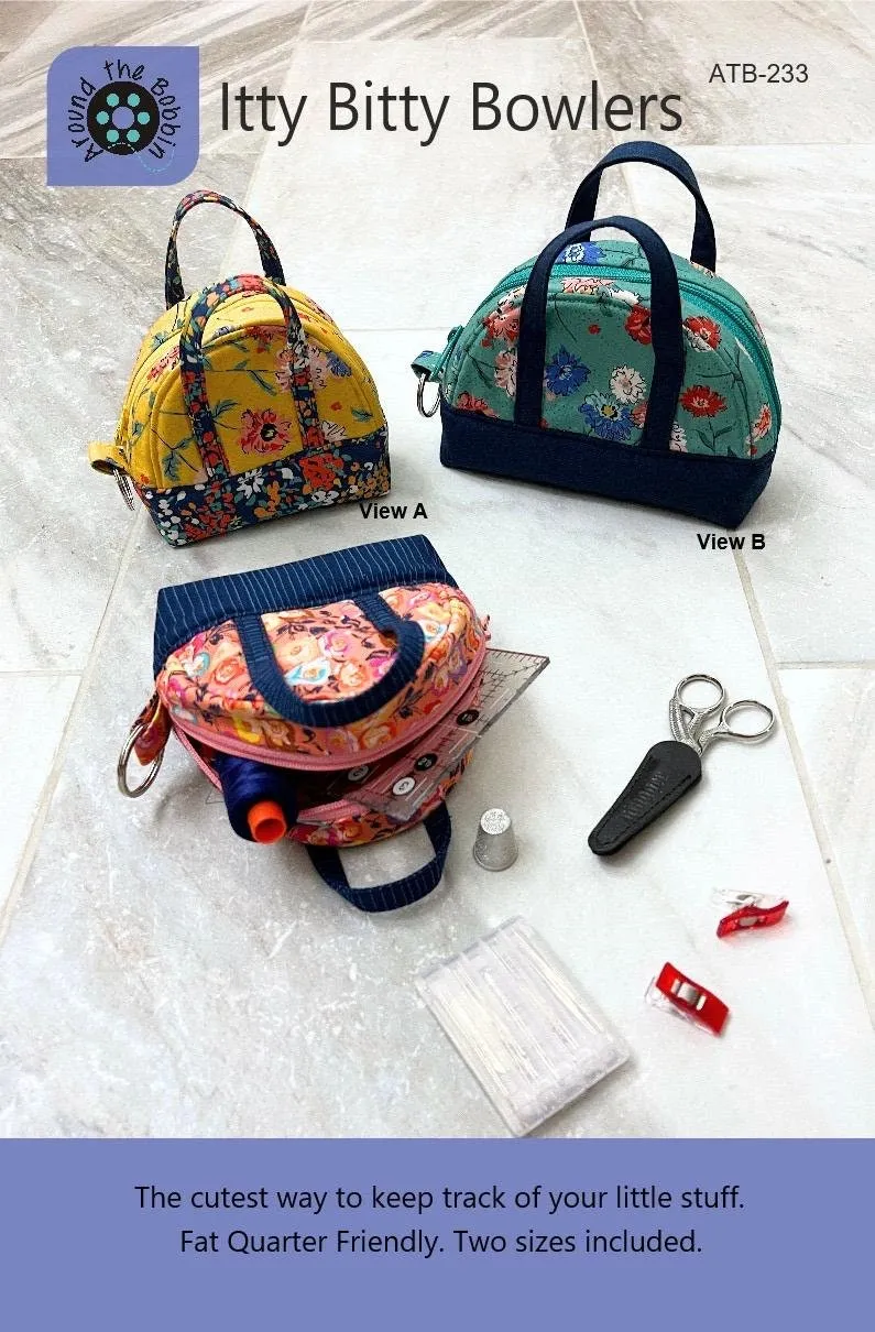 Around The Bobbin Itty Bitty Bowlers Bag Pattern - 2 Size Variations Per Pattern