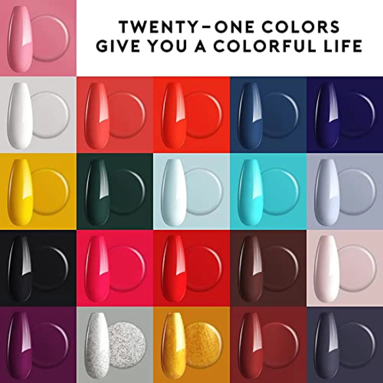Artdone 24pcs Gel Nail Polish Kit,(8ml each),include Glossy & Matte Top Coat and Base Coat Soak Off Nail Polish Set Pink Blue Green Yellow Nail Polish UV Led Gel Polish, Silver Glitter Gel Nail Polish for NAIL ART