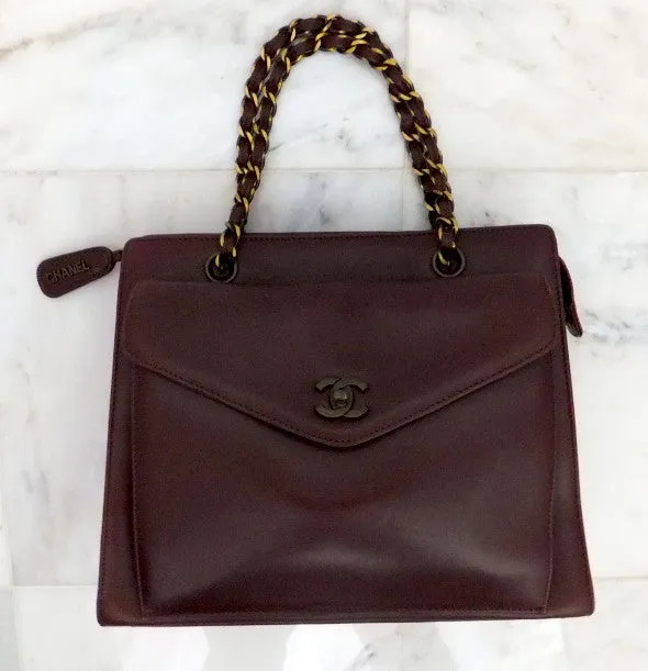 Authentic Chanel Burgundy Grand Shopper Tote (GST)