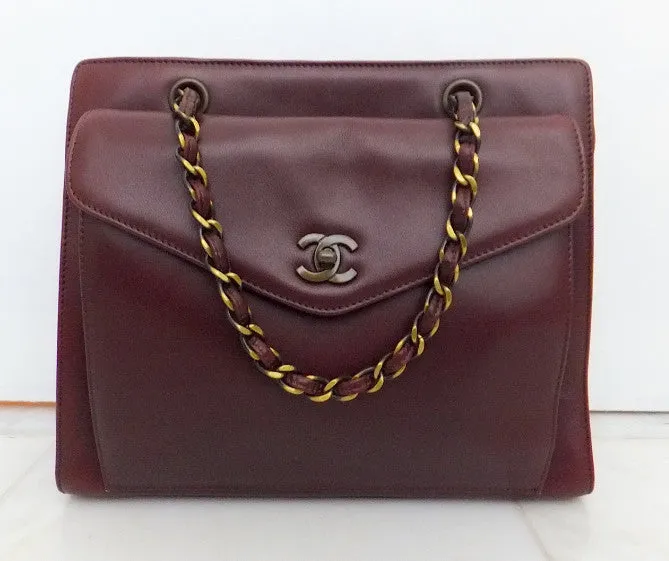 Authentic Chanel Burgundy Grand Shopper Tote (GST)