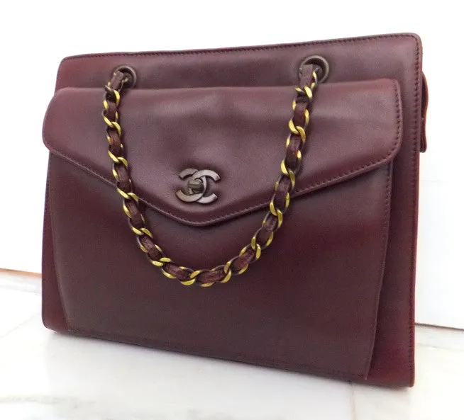 Authentic Chanel Burgundy Grand Shopper Tote (GST)
