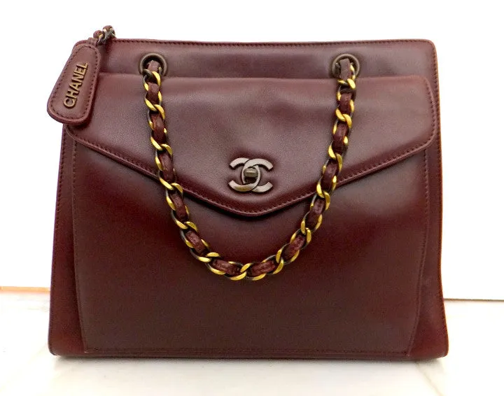 Authentic Chanel Burgundy Grand Shopper Tote (GST)
