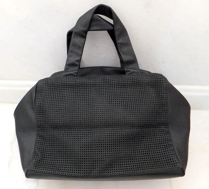 Authentic Chanel Caviar Modern Black Bowler Perforated Handbag