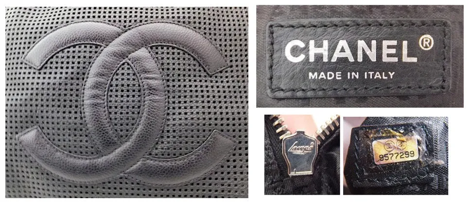 Authentic Chanel Caviar Modern Black Bowler Perforated Handbag