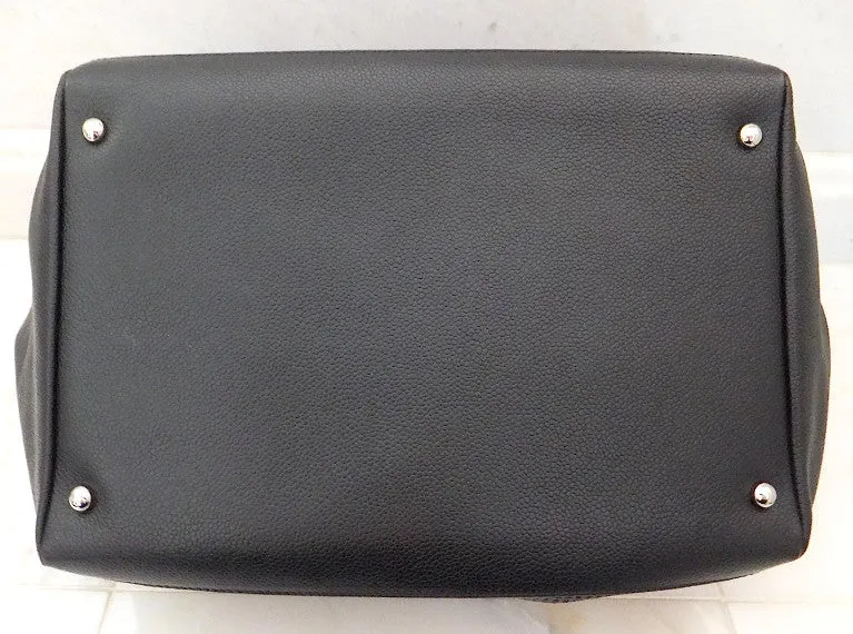 Authentic Chanel Caviar Modern Black Bowler Perforated Handbag