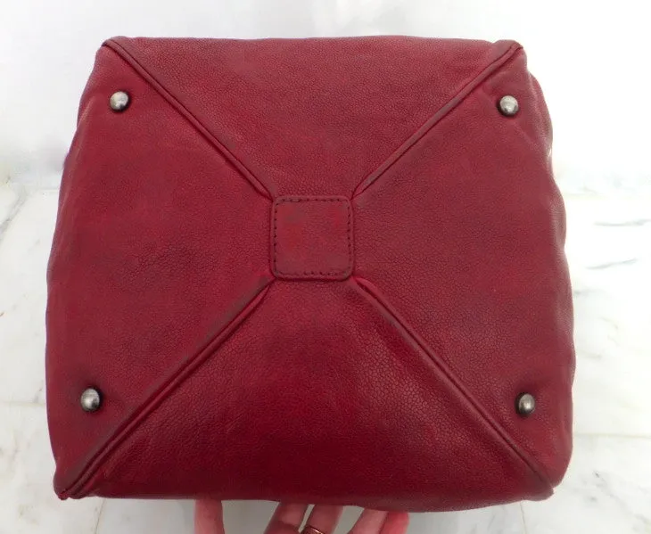 Authentic Chanel Distressed Red Caviar Outdoor Linge Grand Double Chain Tote