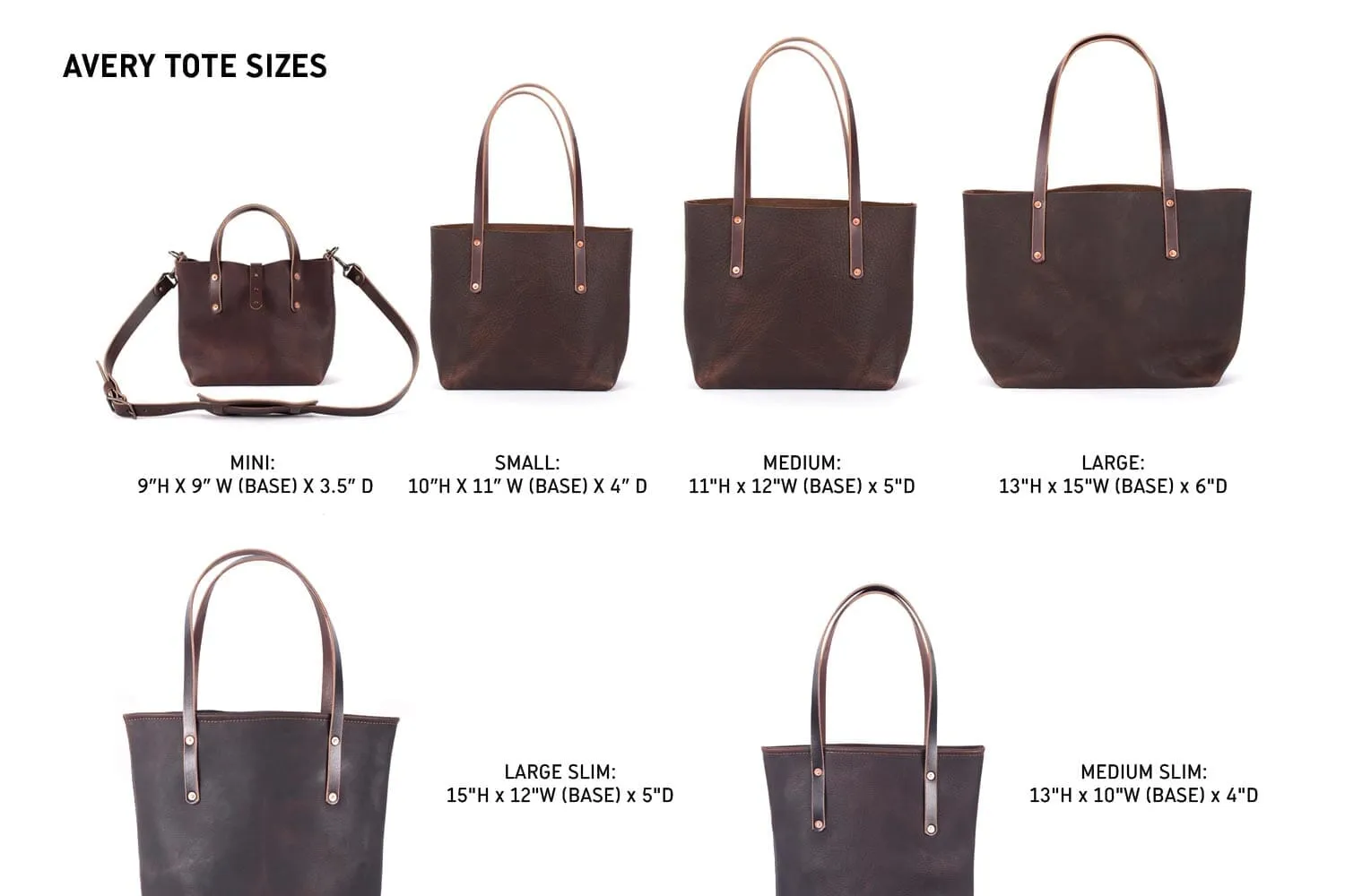 AVERY LEATHER TOTE BAG - SLIM LARGE - NAVY
