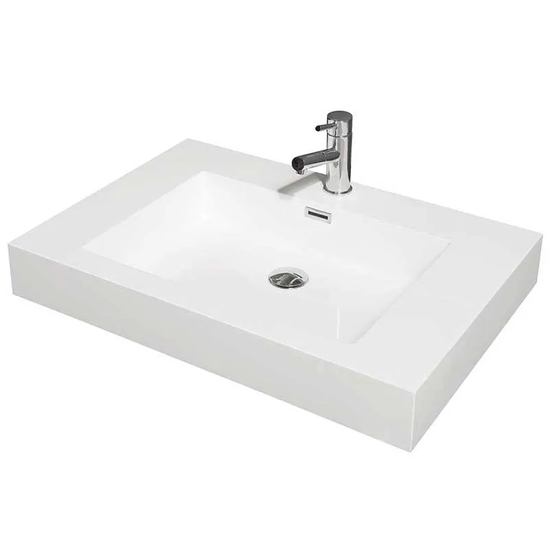 Axa 30" Single Bathroom Vanity in Glossy White, Acrylic Resin Countertop, Integrated Sink and 24" Mirror