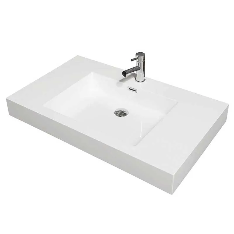 Axa 36" Single Bathroom Vanity in Dove Gray, Acrylic Resin Countertop, Integrated Sink and 24" Mirror