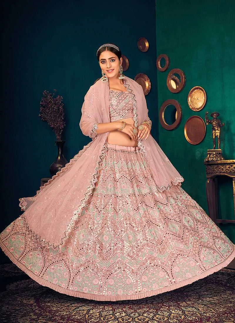 Baby Pink Heavy Embroidered Designer Lehenga Choli