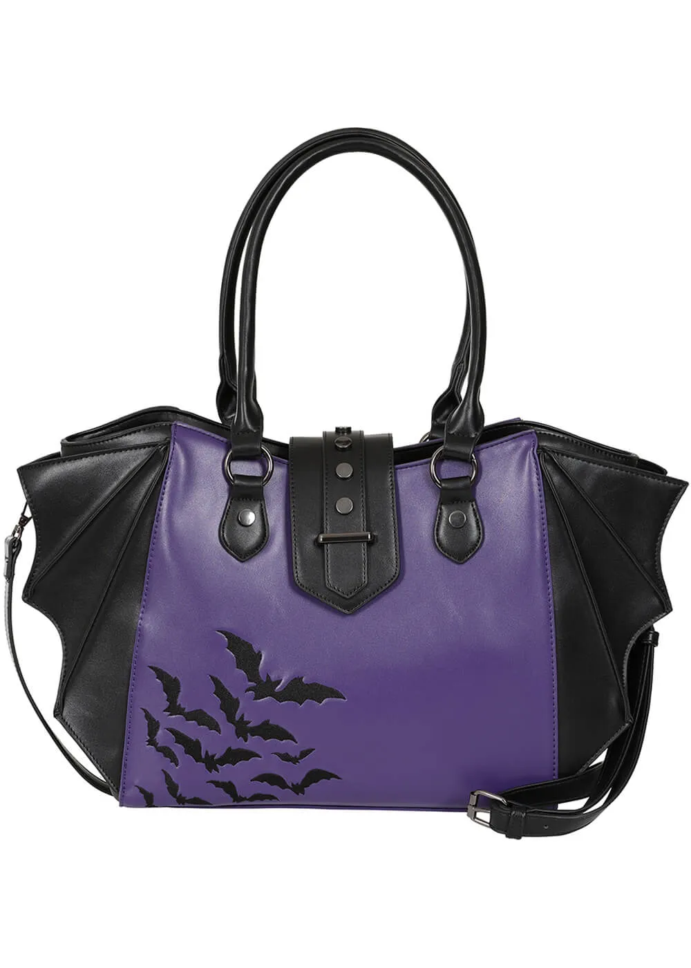 Banned Haunted Annabelle Tote Bag Purple Black