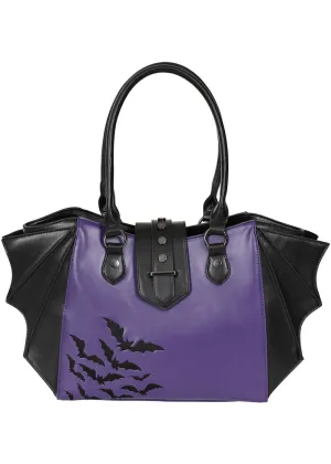 Banned Haunted Annabelle Tote Bag Purple Black