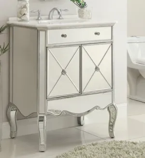 BC-506SL-RA  30" inch Adelisa Mirrored Bathroom Vanity with Italian Carrara Marble Countertop