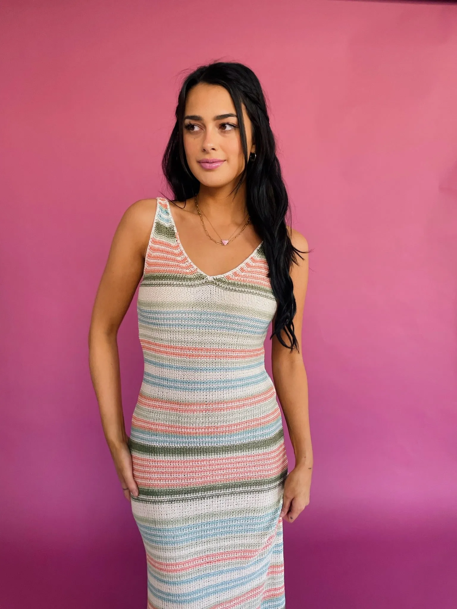 Beach & Disco Knit Dress // Coral Multi