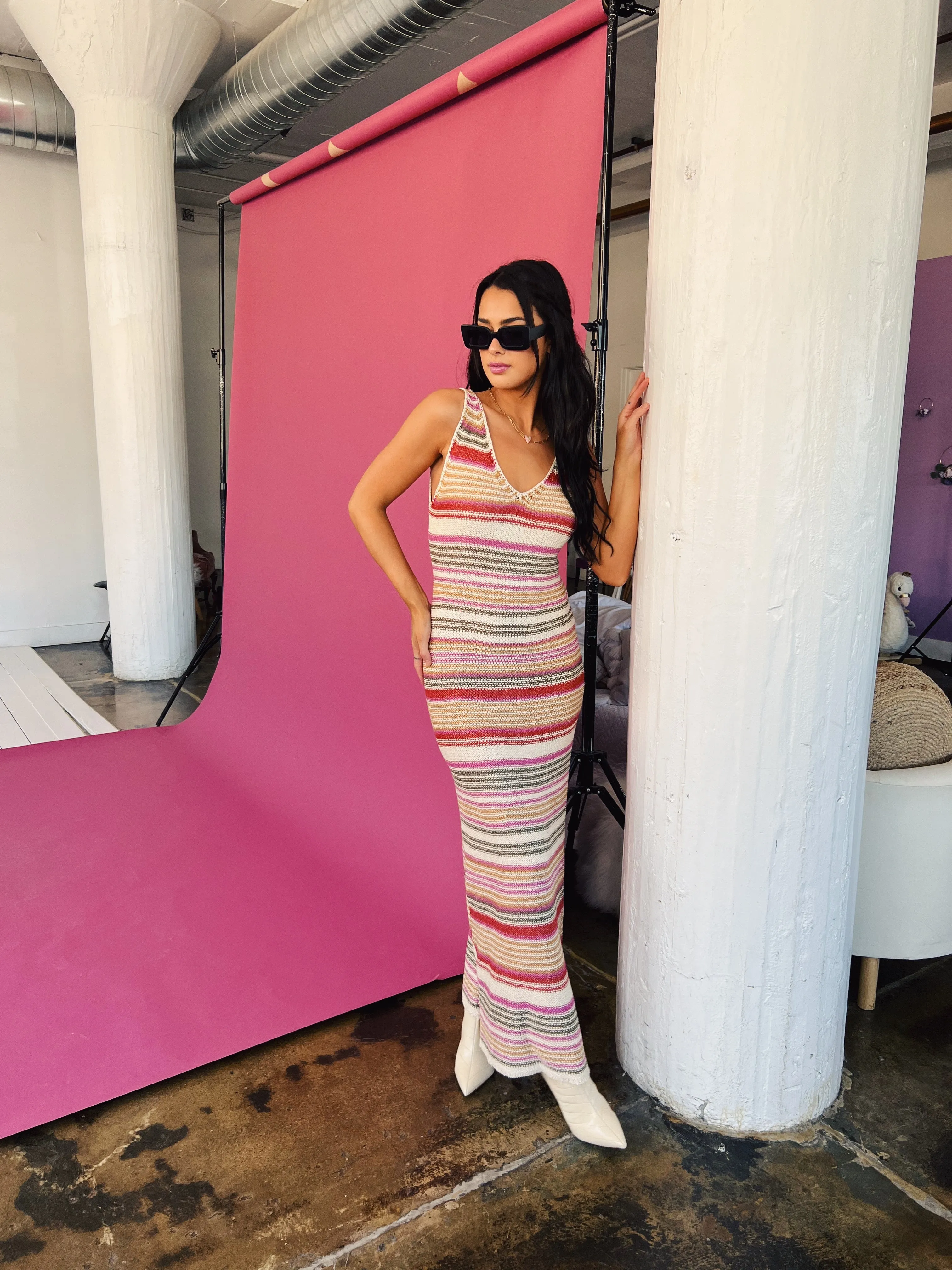 Beach & Disco Knit Dress // Pink Multi