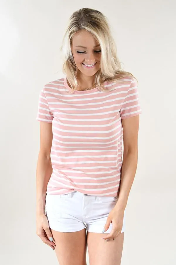 Beach Life Striped Top ~ Soft Pink
