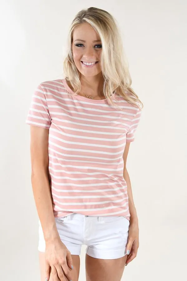 Beach Life Striped Top ~ Soft Pink