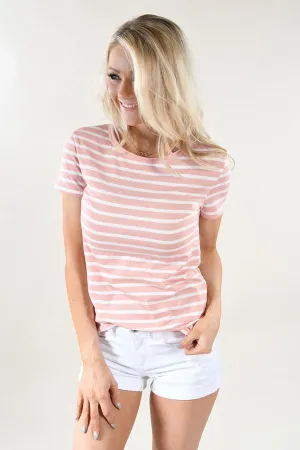 Beach Life Striped Top ~ Soft Pink