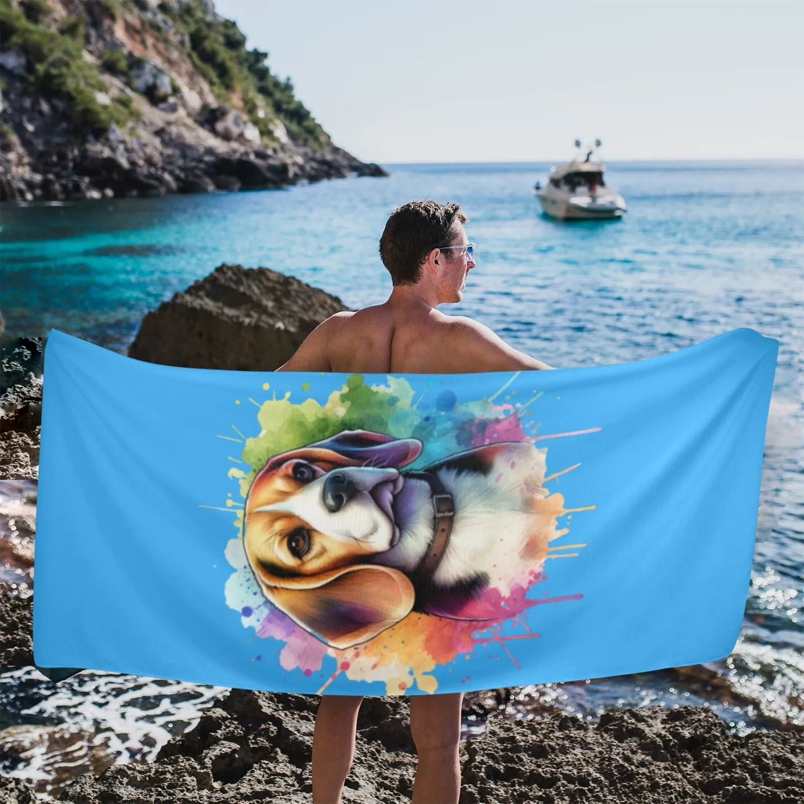 Beagle Beach Towel - Watercolor