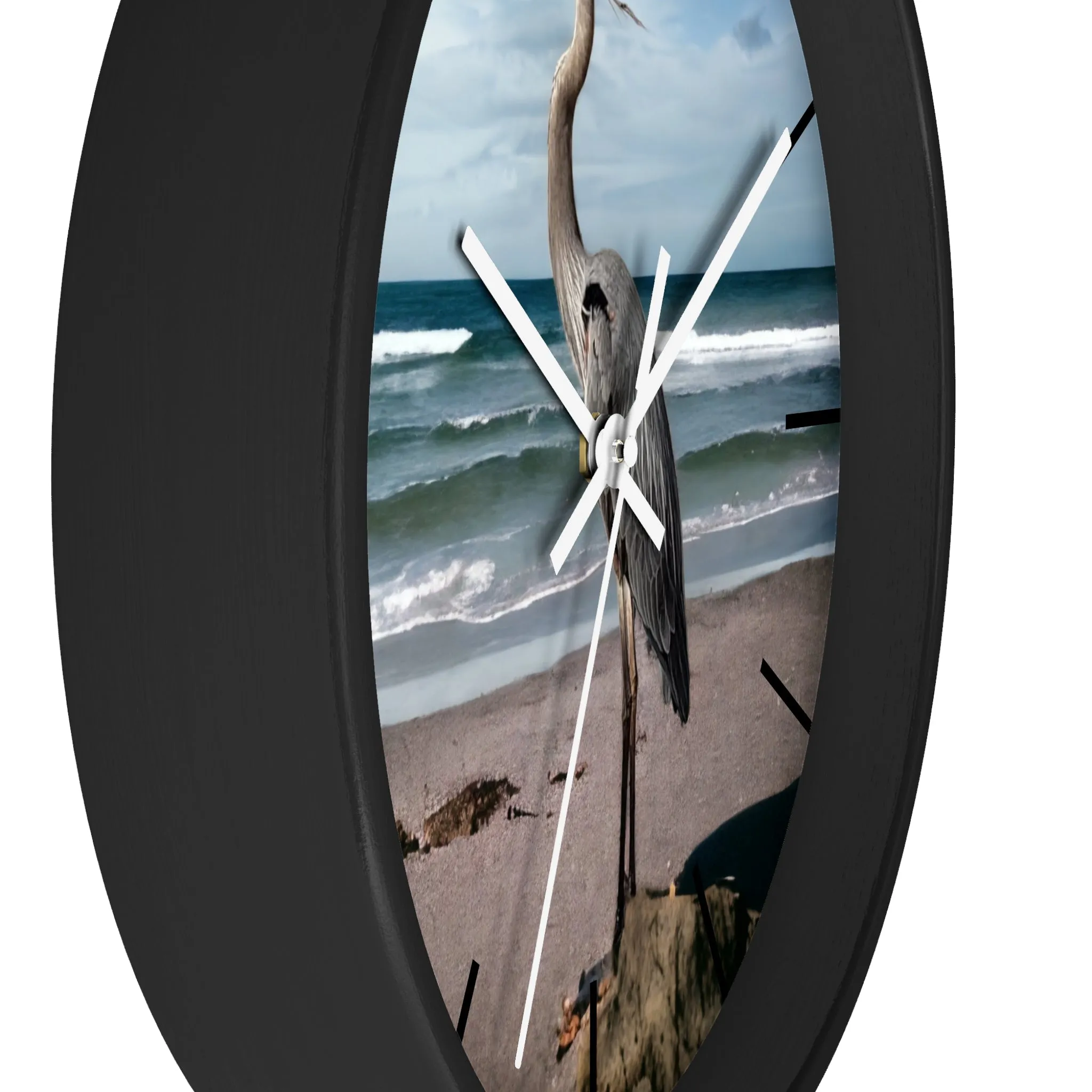 Beautiful Heron with Ocean Backdrop Wall Clock