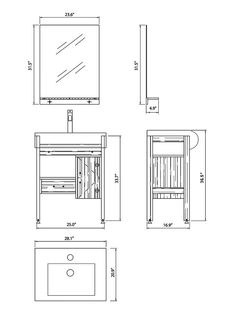 Bellaterra Home Caldwell 28" Single Vanity Set