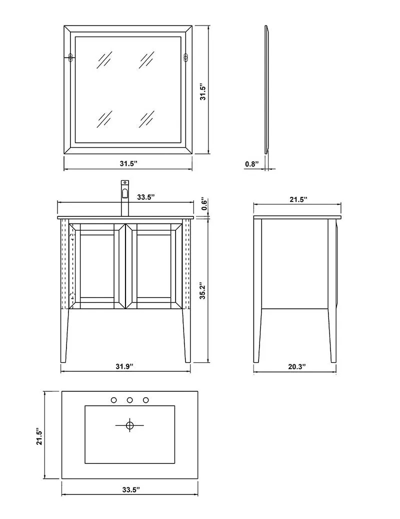 Bellaterra Home Fairbanks 33.5" Single Vanity Set