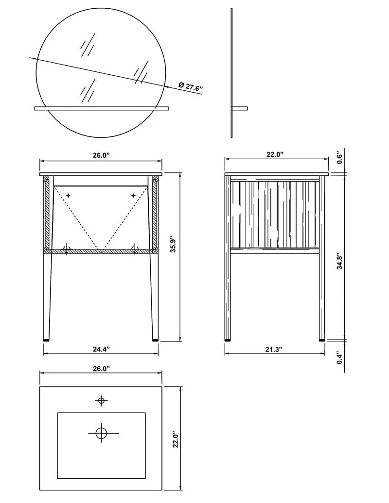 Bellaterra Home Kirkwood 26" Single Vanity Set