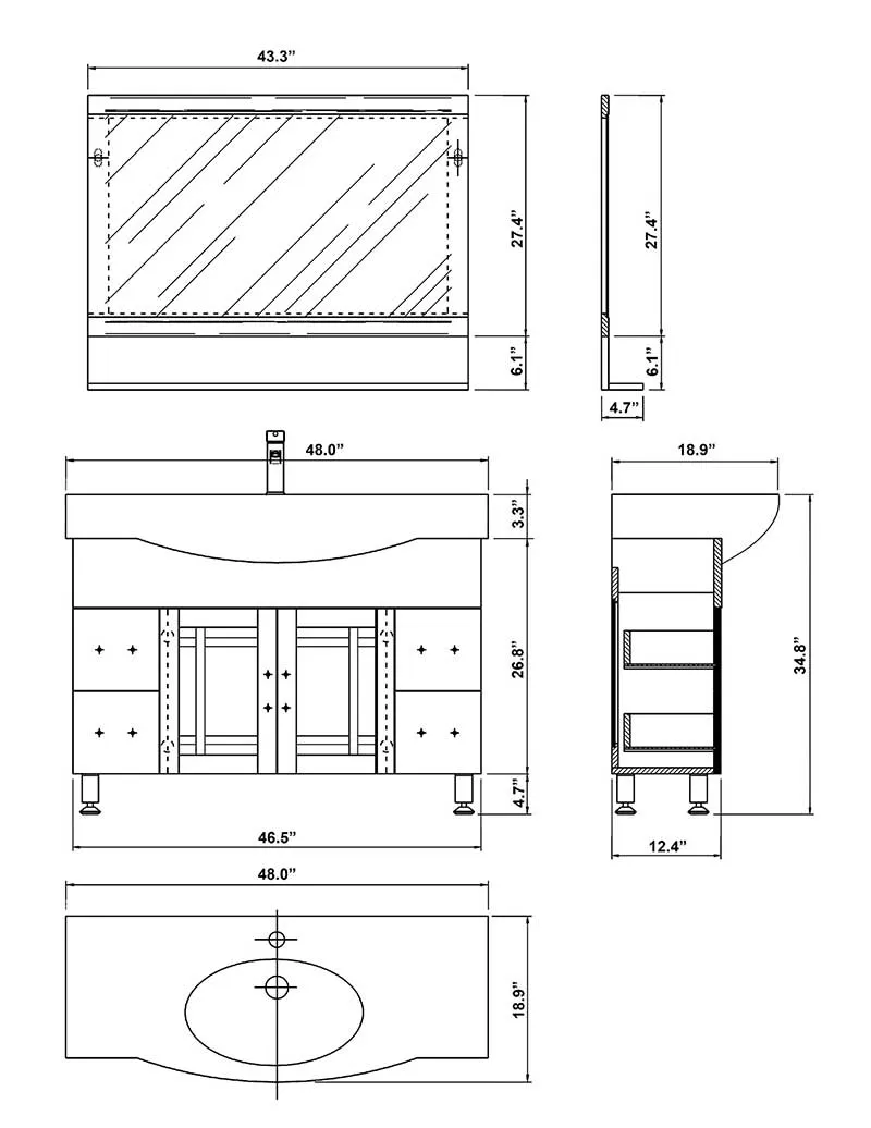 Bellaterra Home Stoddard 48" Single Vanity Set