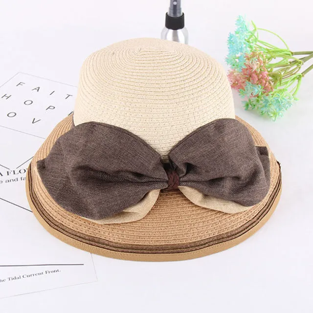 Big Bow Ladies Summer Bowler Hat