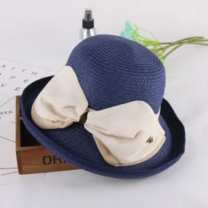 Big Bow Ladies Summer Bowler Hat