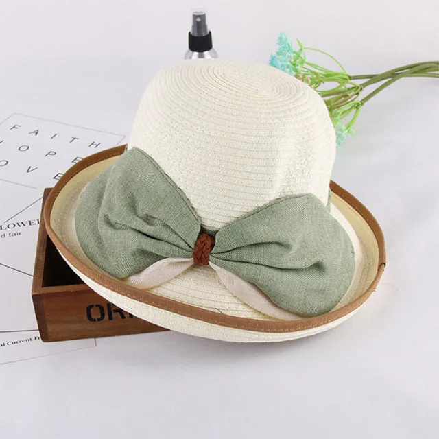 Big Bow Ladies Summer Bowler Hat