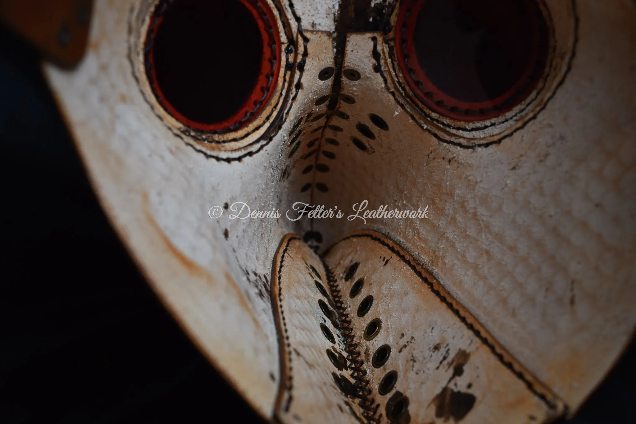 Big Plague Doctor mask Stamped Leather - Brown - Wear over glasses (Choose lens color)