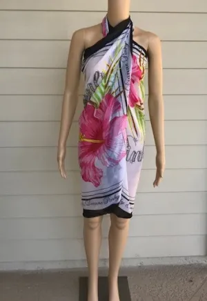 Black and White Floral Beach Wrap