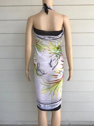 Black and White Floral Beach Wrap
