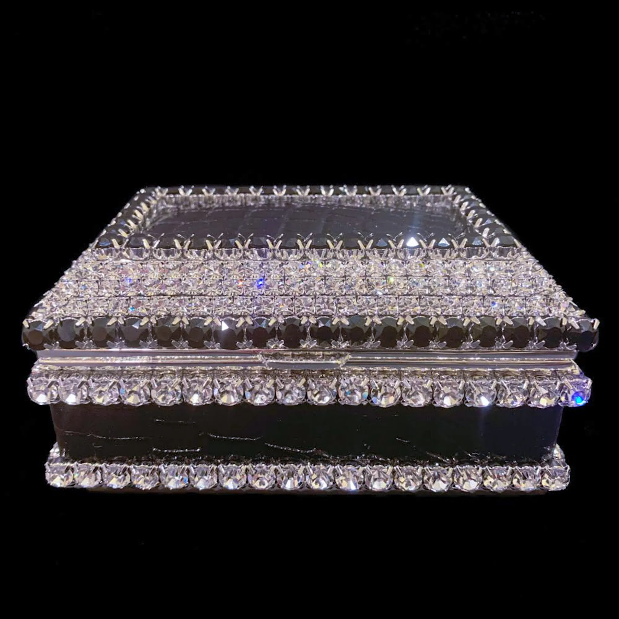 Black Crocodile Keepsake Box Featuring Premium Crystal
