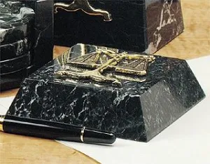 Black Marble Paperweight (Caduceus) - Item #0744D