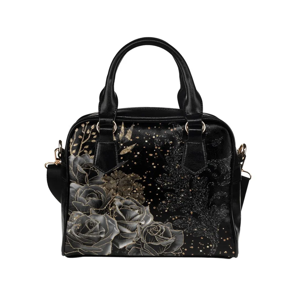 Black Roses Goth Shoulder Bag Bowler Bag Purse