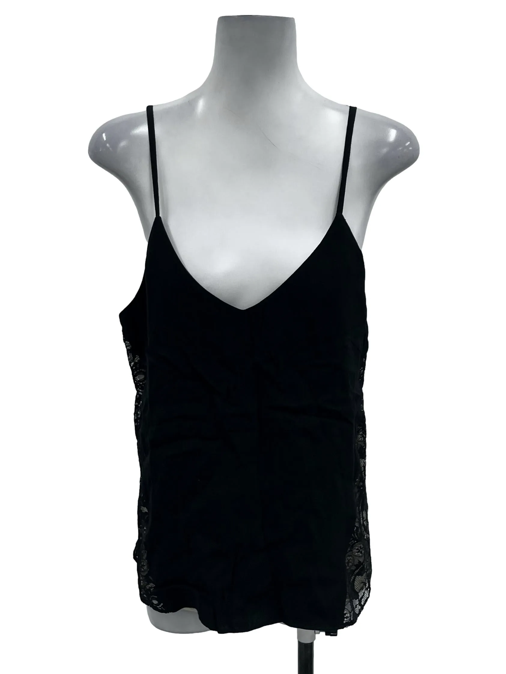 Black V-Neck Floral Lace Cami