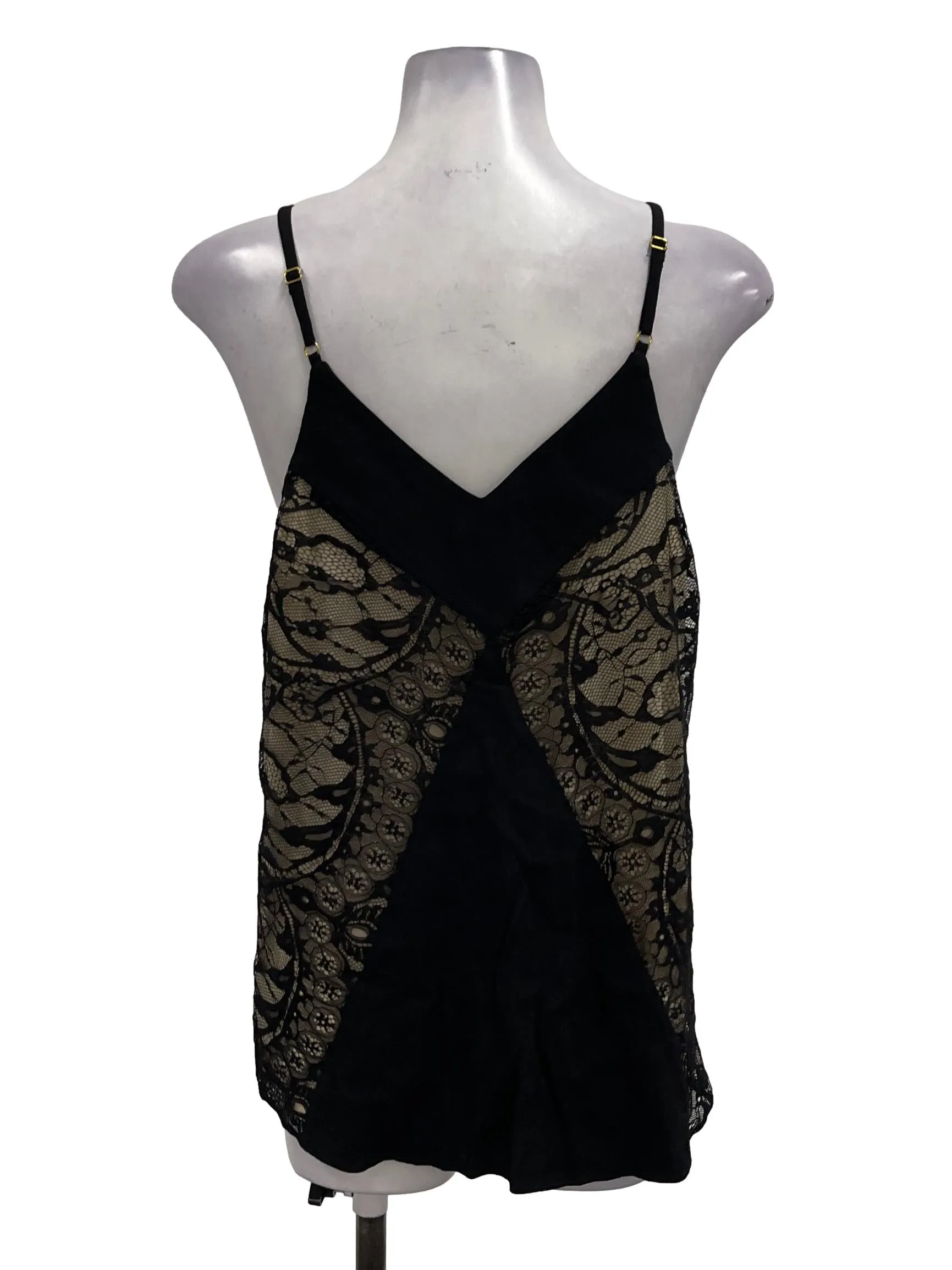 Black V-Neck Floral Lace Cami