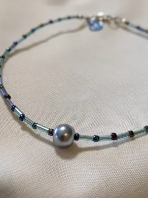 Blue (Large) & Iridescent Purple Anklet