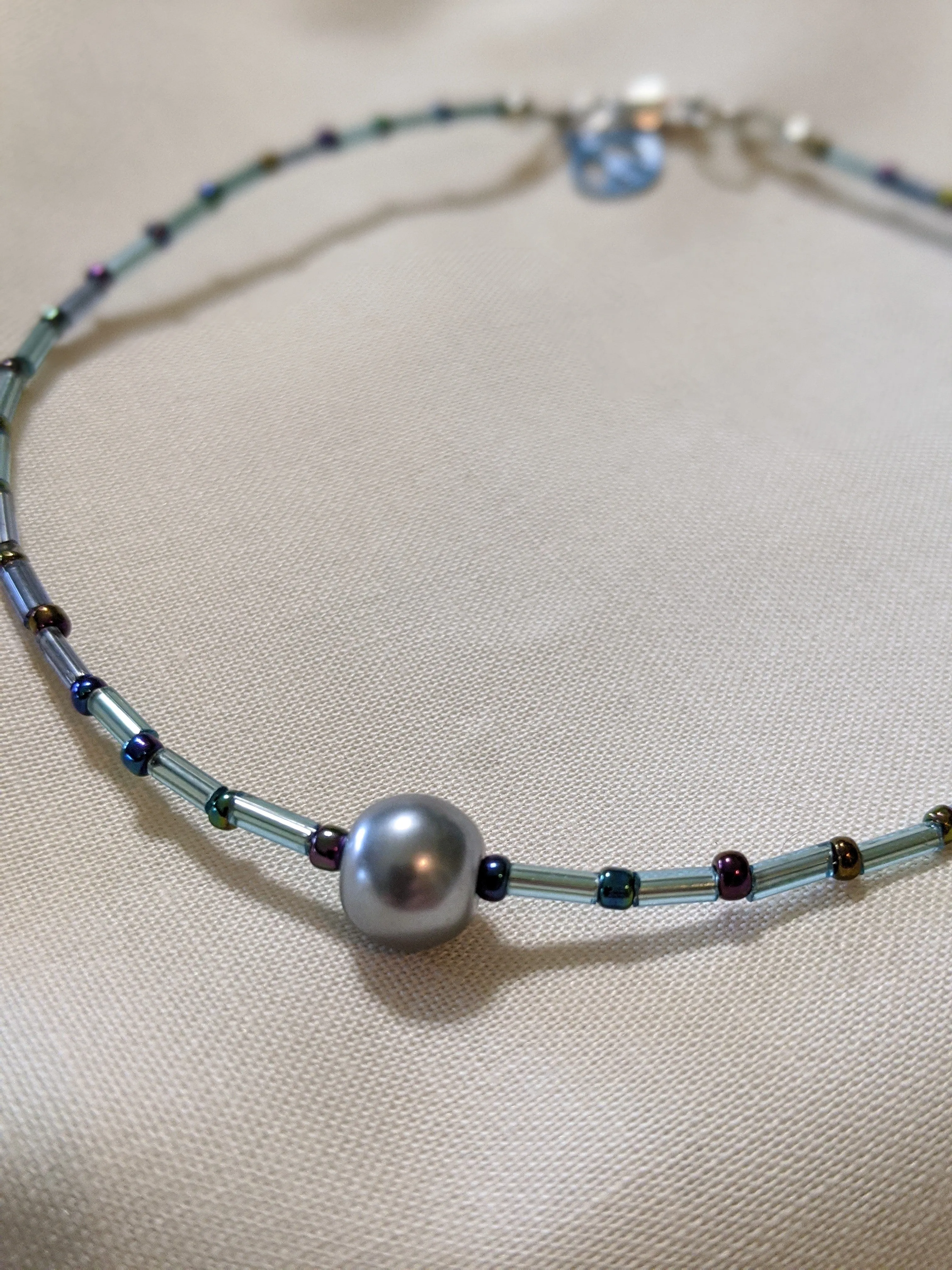 Blue (Large) & Iridescent Purple Anklet