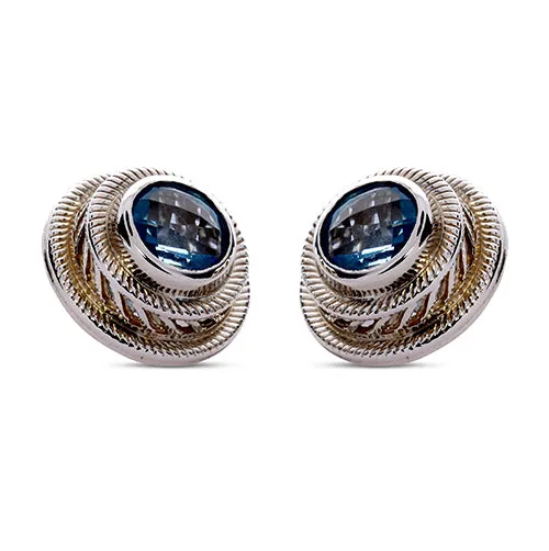 Blue Topaz Large Sterling Silver Earrings